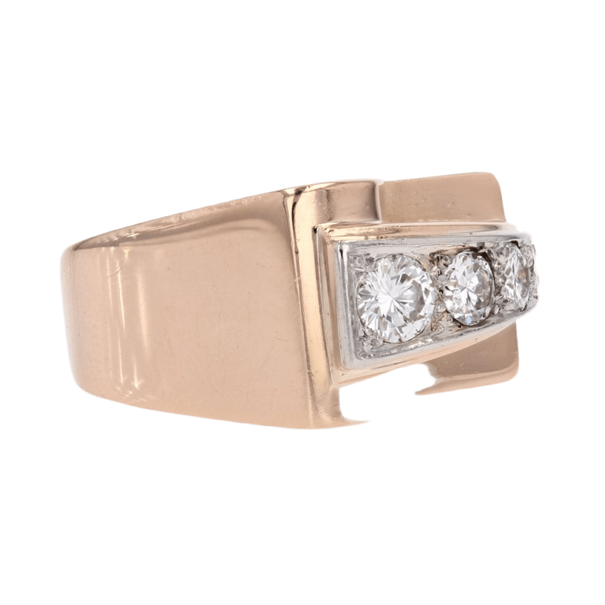 Bague Tank en or rose et diamants - Castafiore