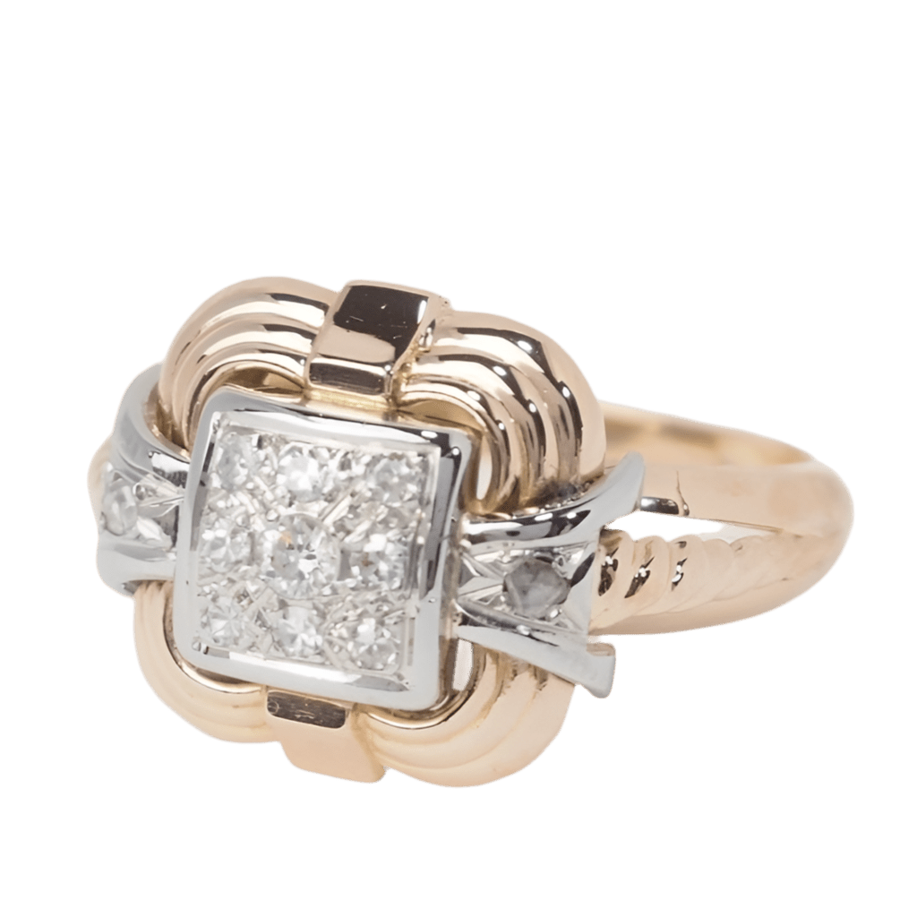 Bague Tank en or rose et diamants - Castafiore