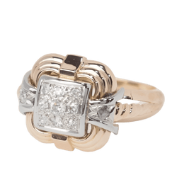 Bague Tank en or rose et diamants - Castafiore