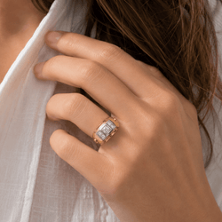 Bague Tank en or rose et diamants - Castafiore
