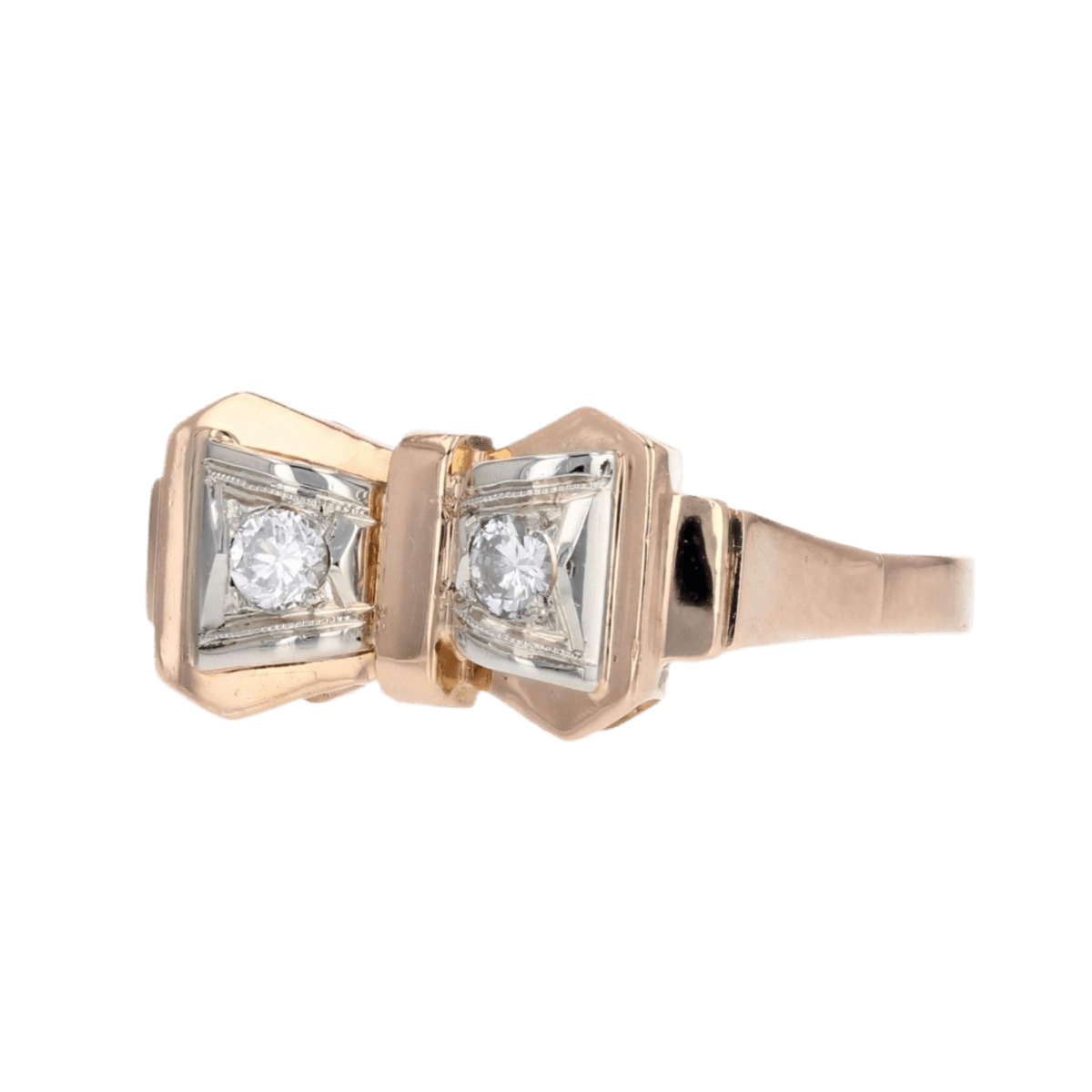Bague Tank en or rose et diamants - Castafiore