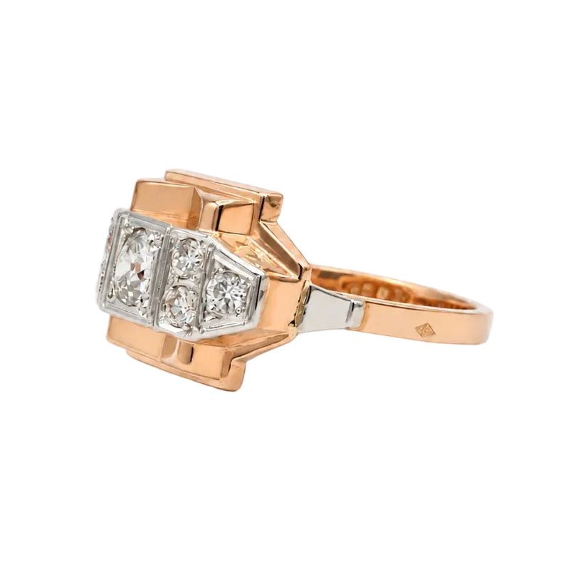 Bague Tank en or rose et diamants - Castafiore