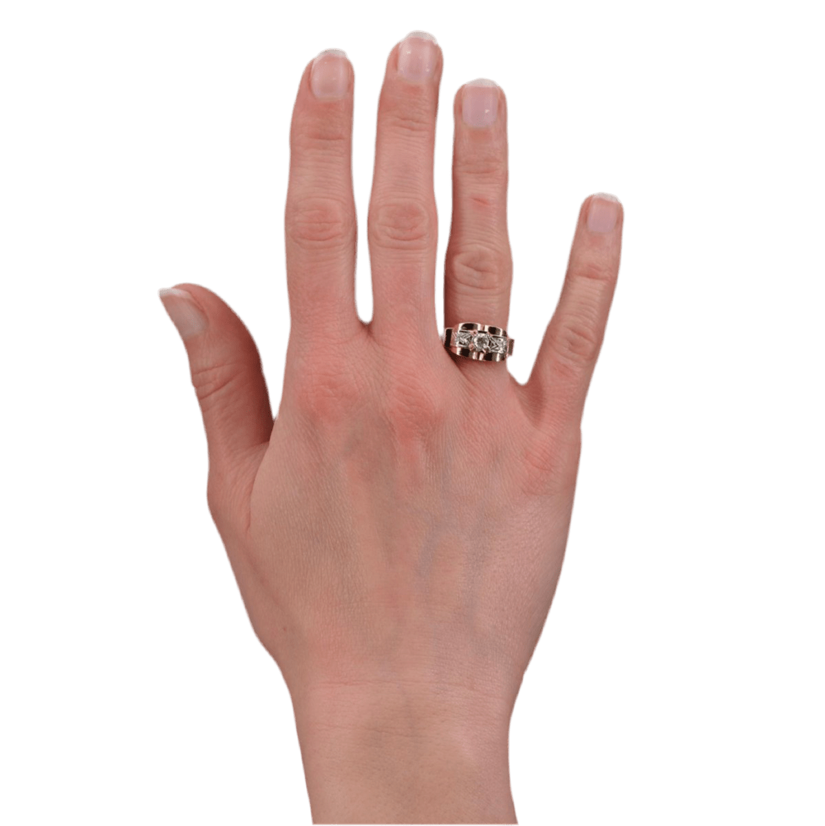 Bague Tank en or rose et diamants - Castafiore