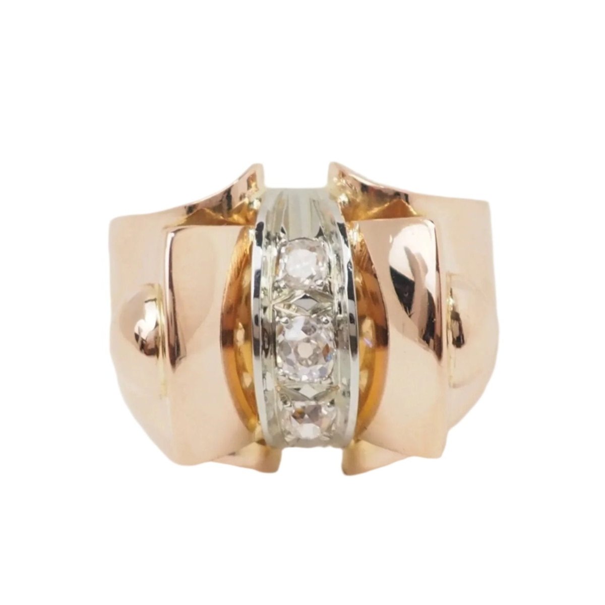 Bague Tank en or rose et diamants - Castafiore