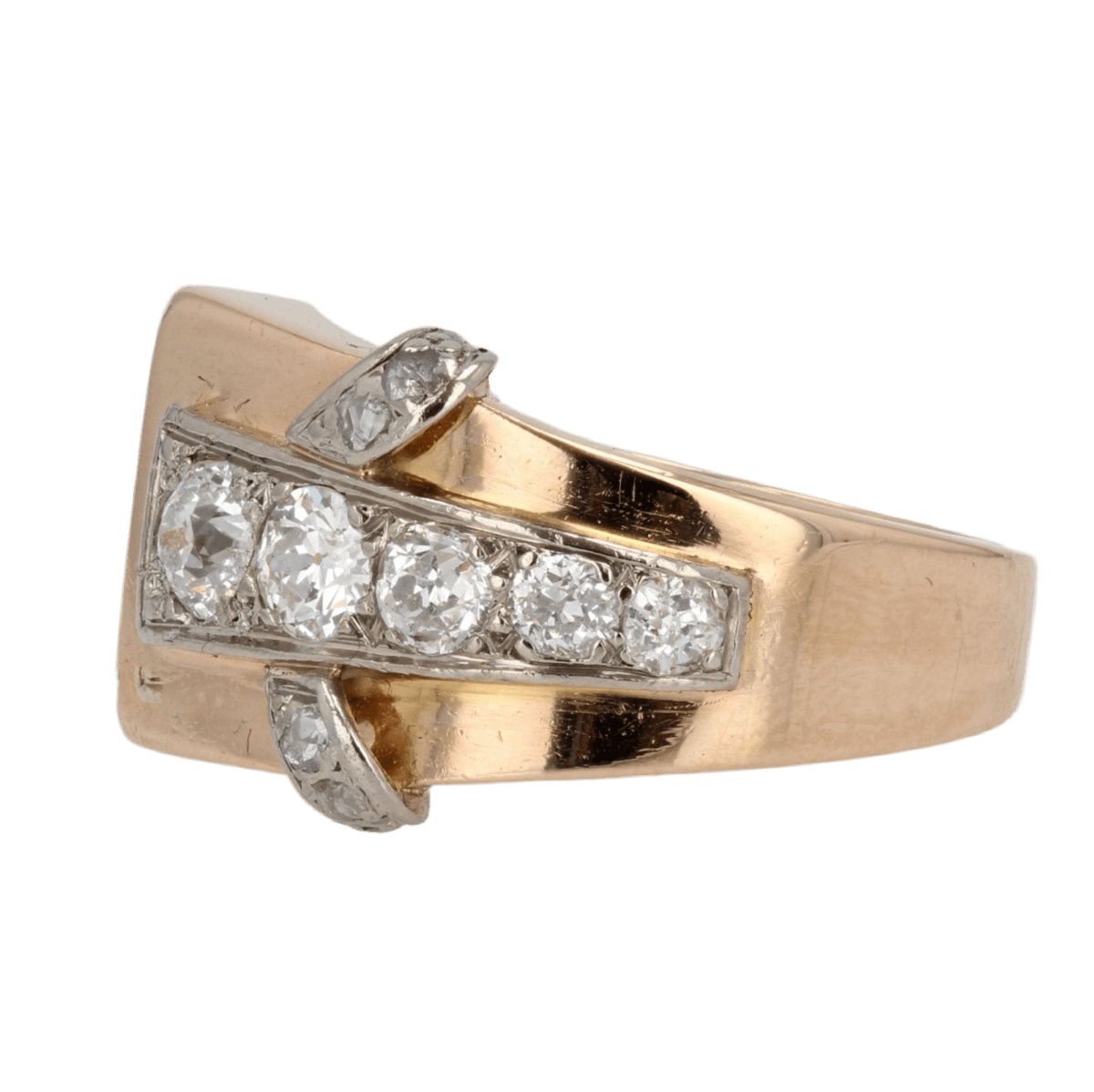 Bague Tank en or rose et diamants - Castafiore