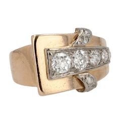 Bague Tank en or rose et diamants - Castafiore