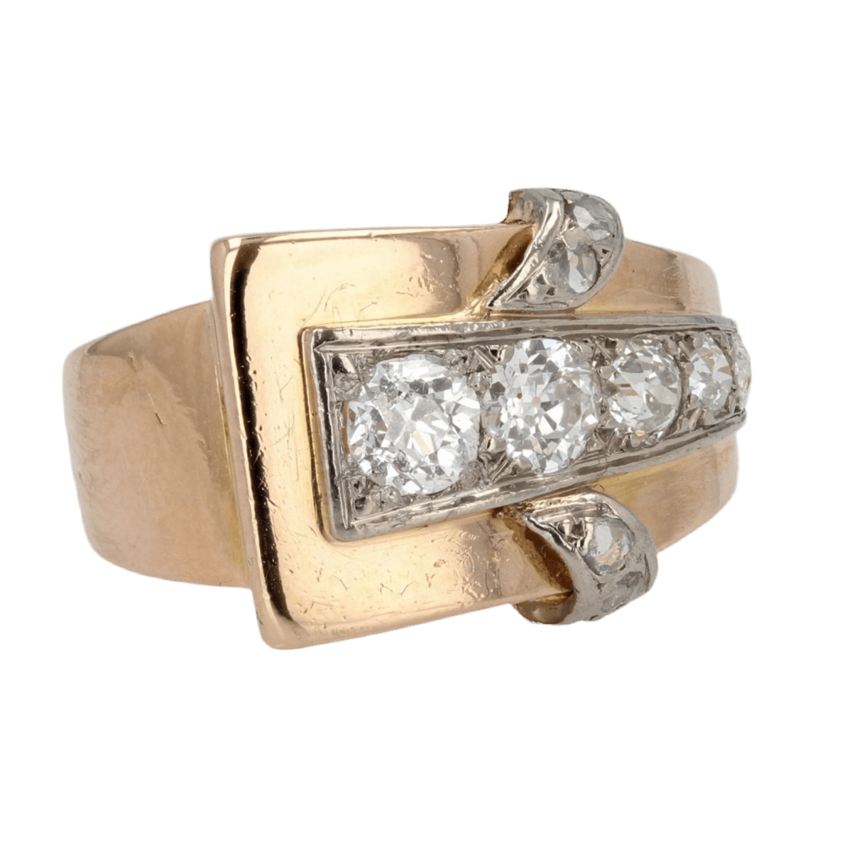 Bague Tank en or rose et diamants - Castafiore
