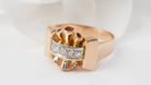 Bague Tank en or rose et diamants - Castafiore