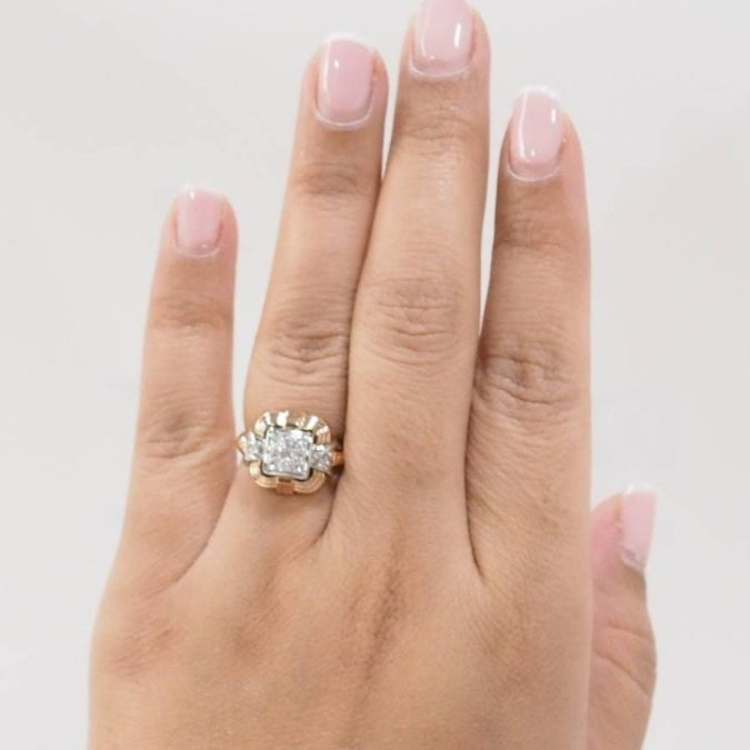 Bague Tank en or rose et diamants - Castafiore