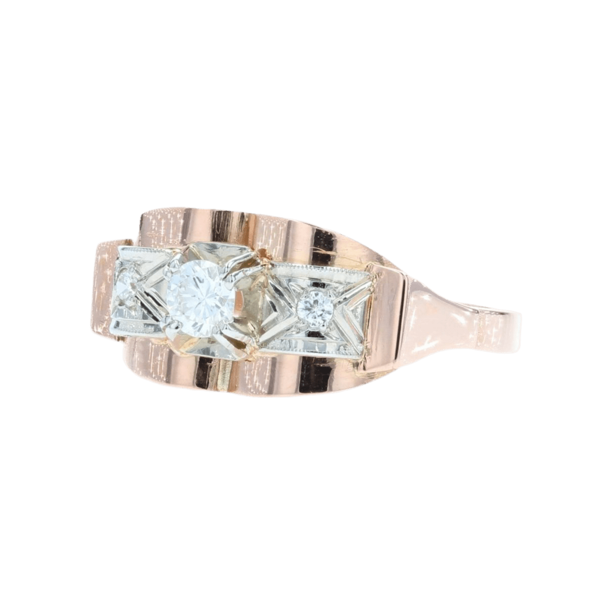 Bague Tank en or rose et diamants - Castafiore