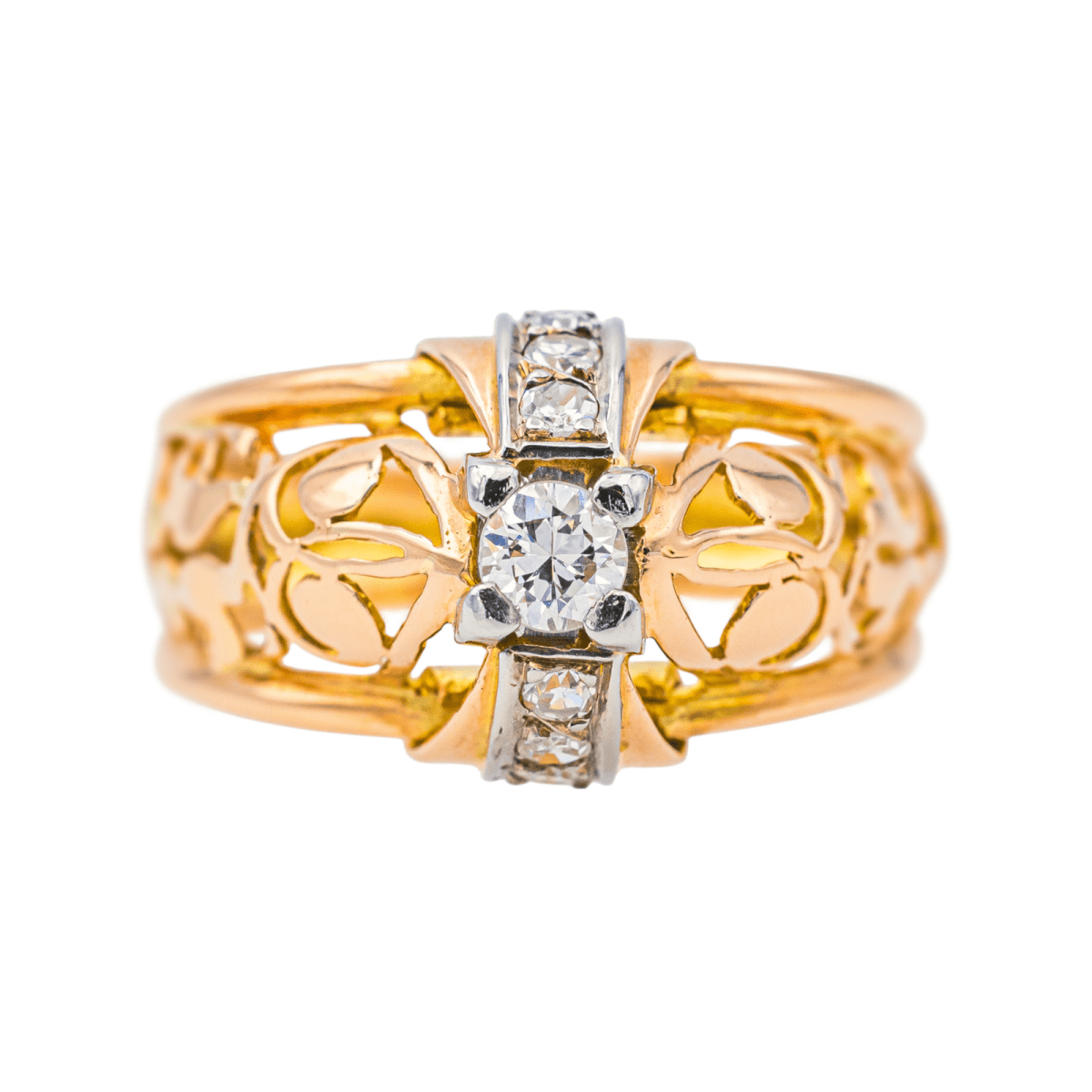 Bague Tank en or rose et diamants - Castafiore