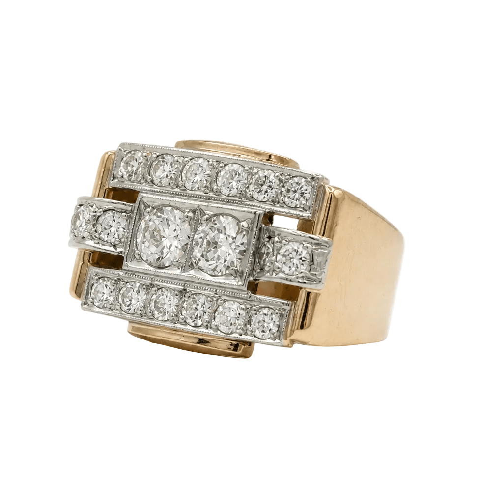 Bague Tank en or rose et diamants - Castafiore