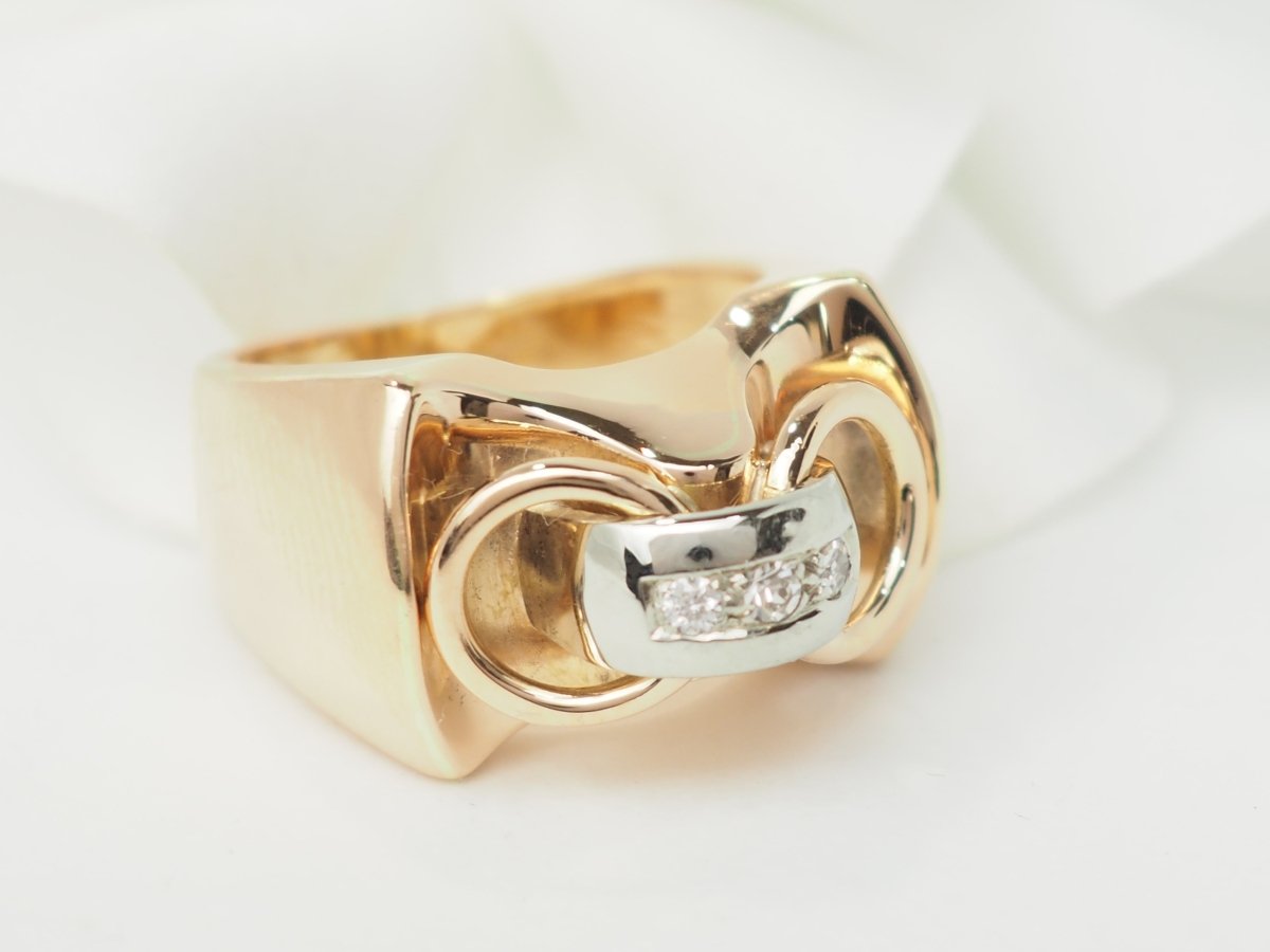 Bague Tank en or rose et diamants - Castafiore