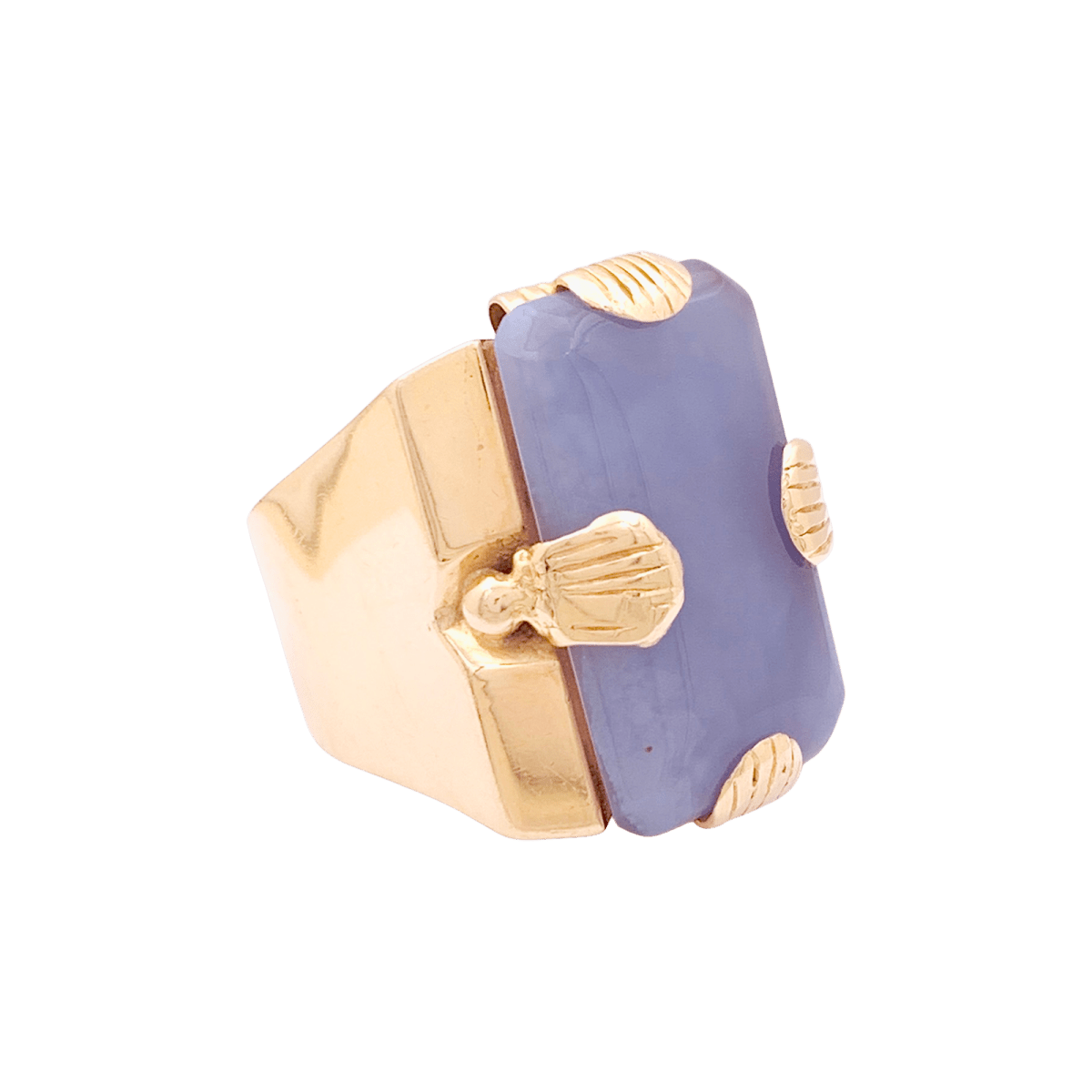 Bague Tank en or rose et jade - Castafiore