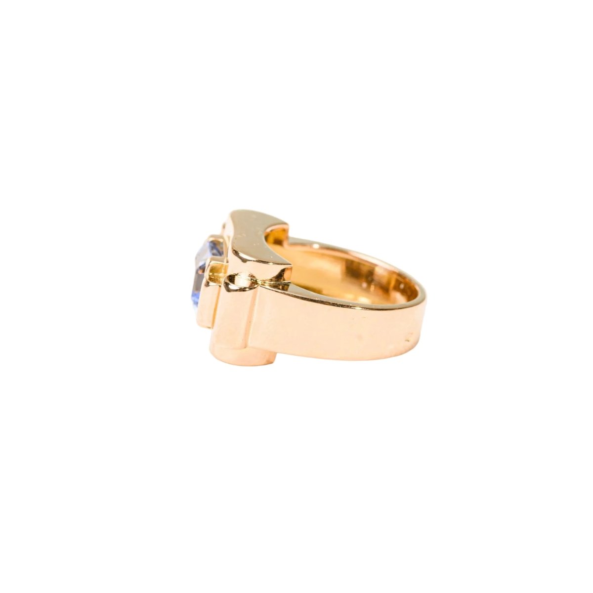 Bague Tank en or rose et spinelle bleu - Castafiore