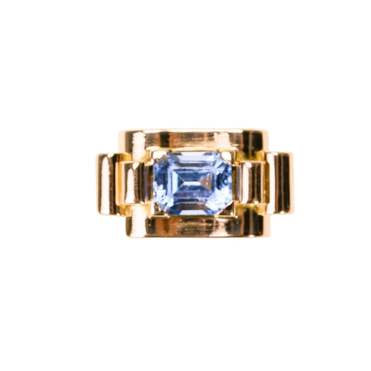Bague Tank en or rose et spinelle bleu - Castafiore