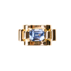 Bague Tank en or rose et spinelle bleu - Castafiore