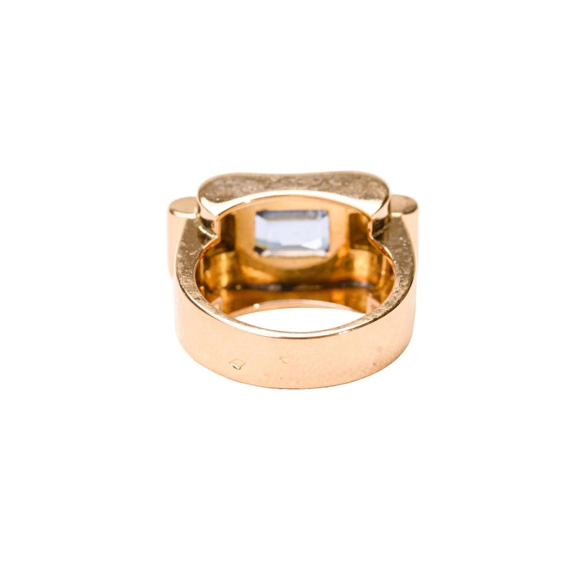 Bague Tank en or rose et spinelle bleu - Castafiore