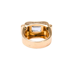 Bague Tank en or rose et spinelle bleu - Castafiore