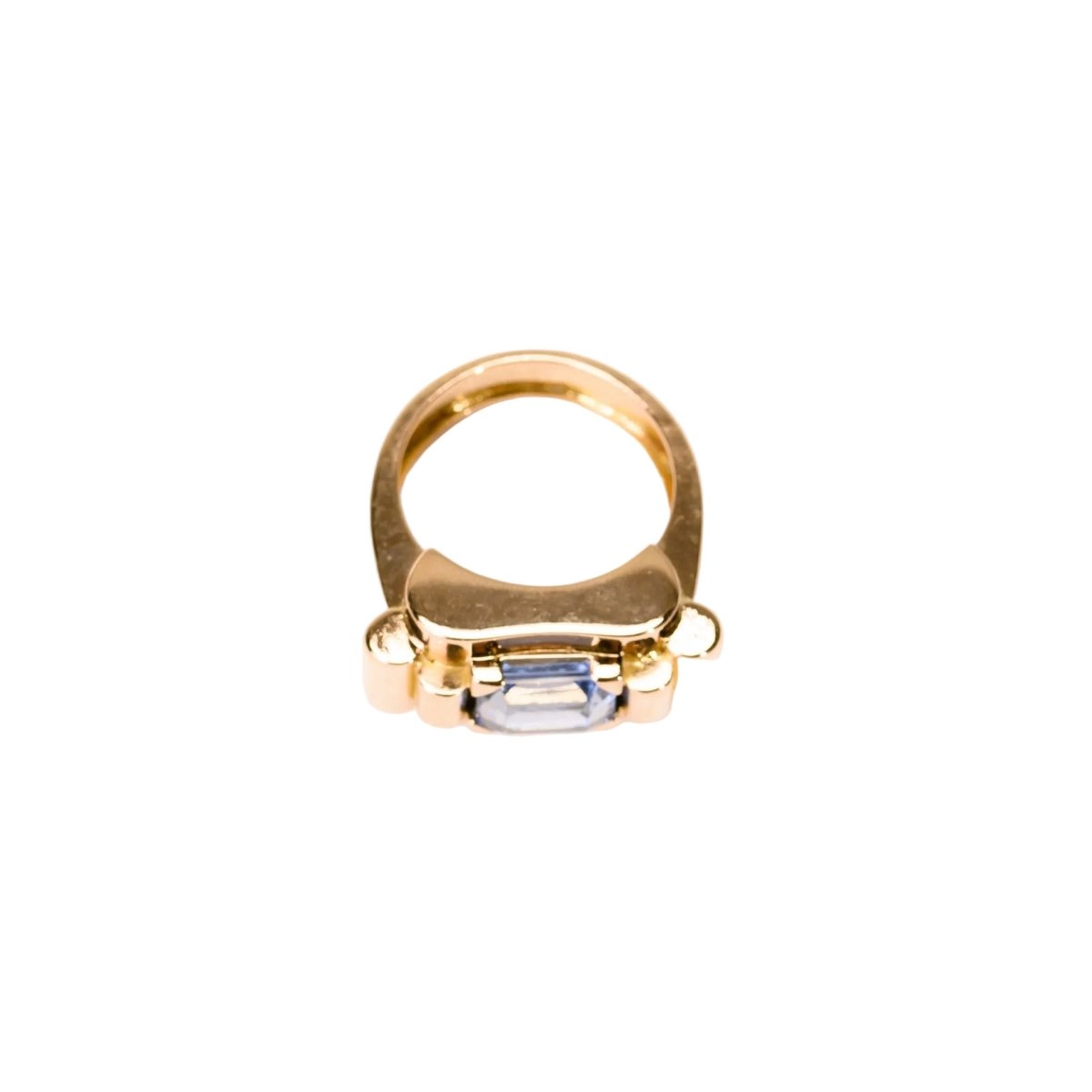 Bague Tank en or rose et spinelle bleu - Castafiore