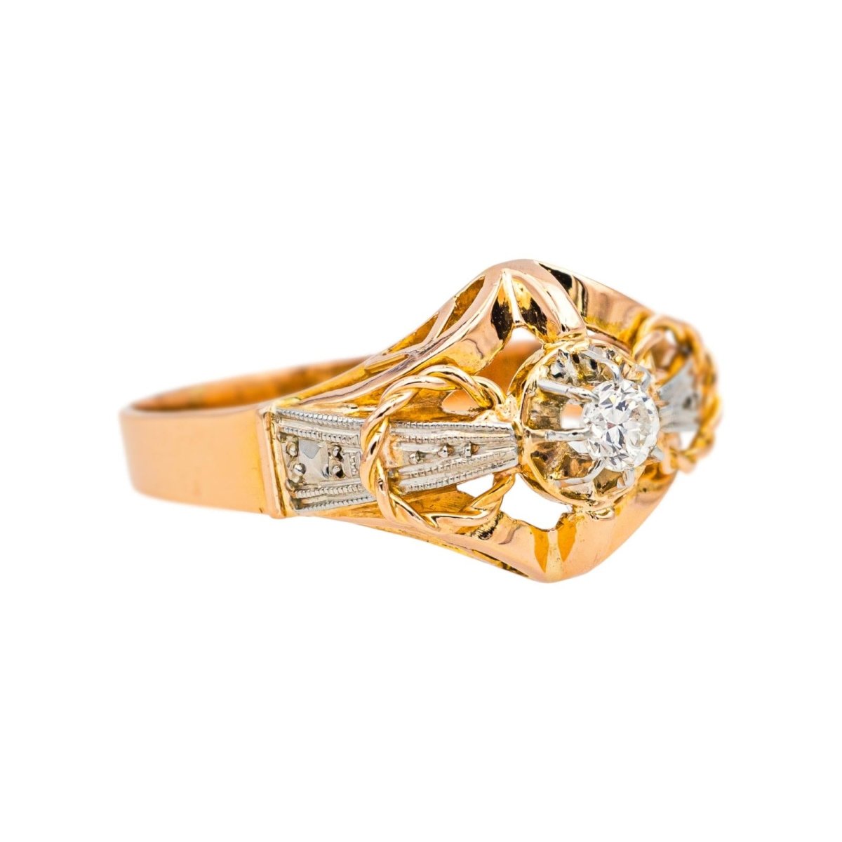 Bague Tank en or rose, or blanc et diamant - Castafiore