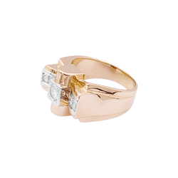 Bague Tank en or rose, or blanc et diamants - Castafiore