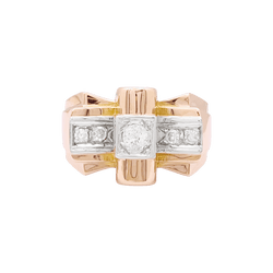 Bague Tank en or rose, or blanc et diamants - Castafiore