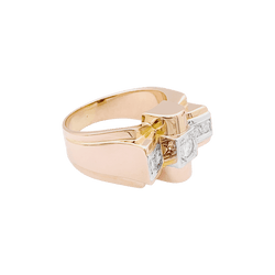 Bague Tank en or rose, or blanc et diamants - Castafiore