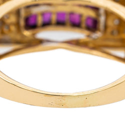 Bague Tank en or rose, or jaune, rubis et diamants - Castafiore