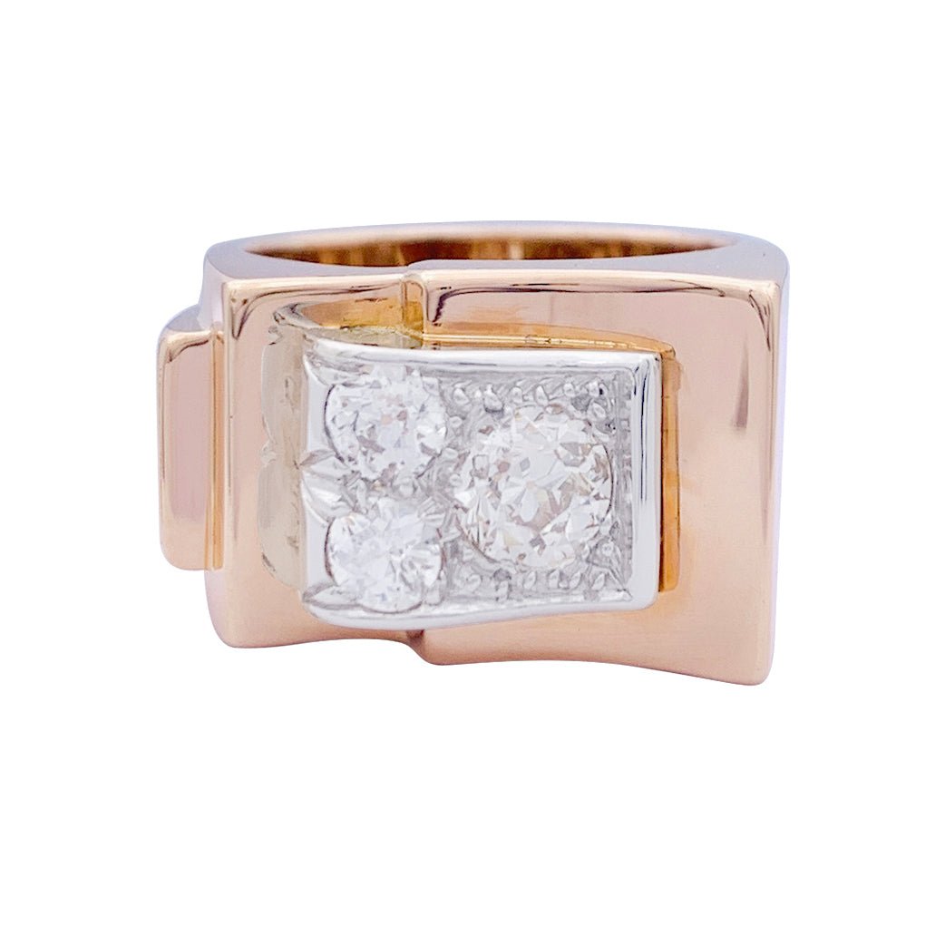 Bague Tank en or rose, platine, diamants. - Castafiore
