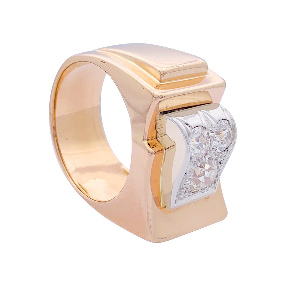 Bague Tank en or rose, platine, diamants. - Castafiore