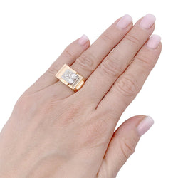 Bague Tank en or rose, platine, diamants. - Castafiore