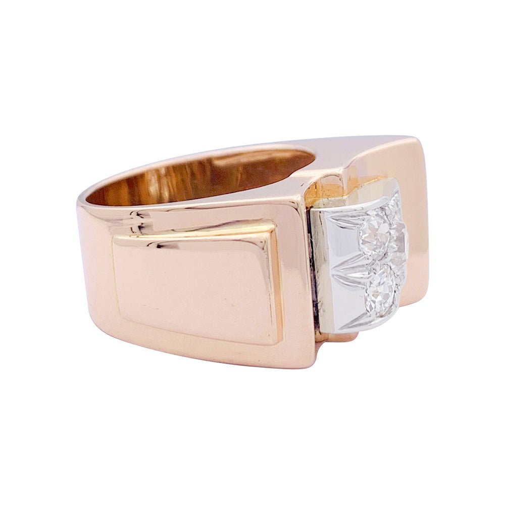 Bague Tank en or rose, platine, diamants. - Castafiore