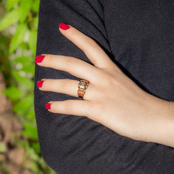 Bague Tank en or rose, platine et diamant - Castafiore