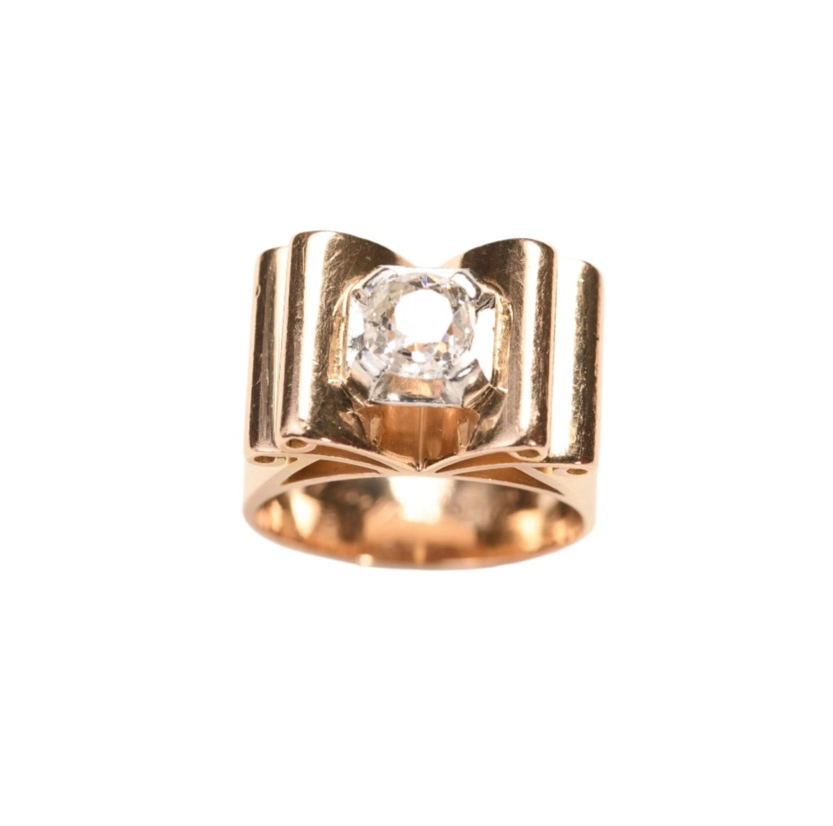 Bague Tank en or rose, platine et diamant - Castafiore