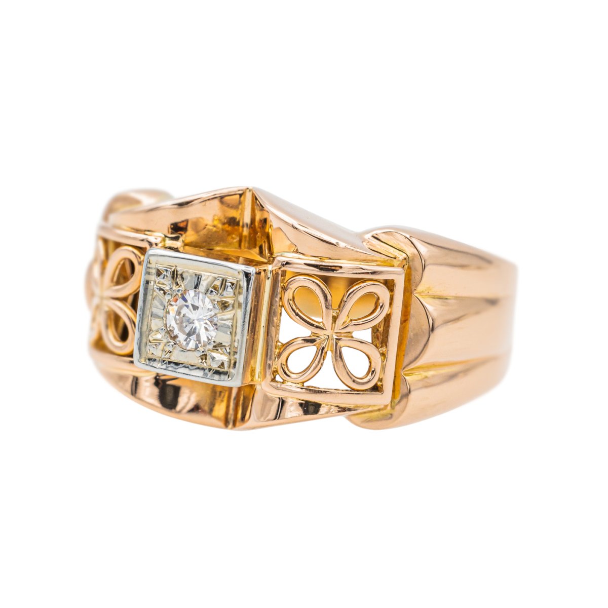 Bague Tank en or rose, platine et diamant - Castafiore