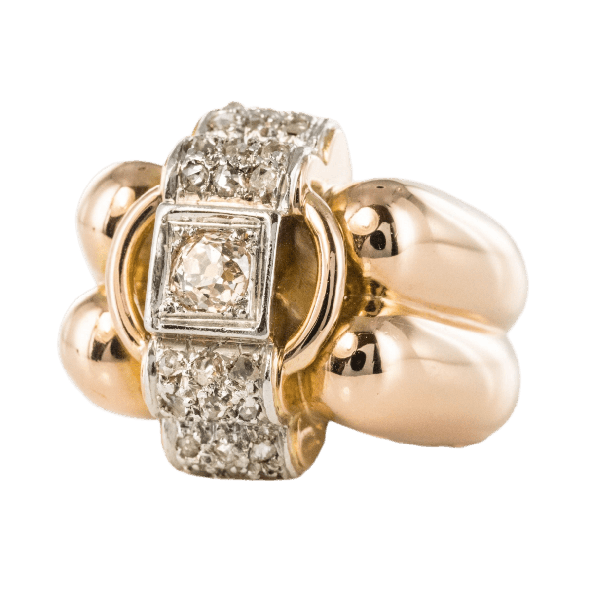 Bague Tank en or rose, platine et diamant - Castafiore