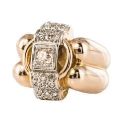 Bague Tank en or rose, platine et diamant - Castafiore