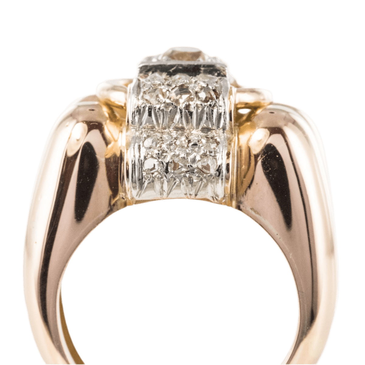 Bague Tank en or rose, platine et diamant - Castafiore