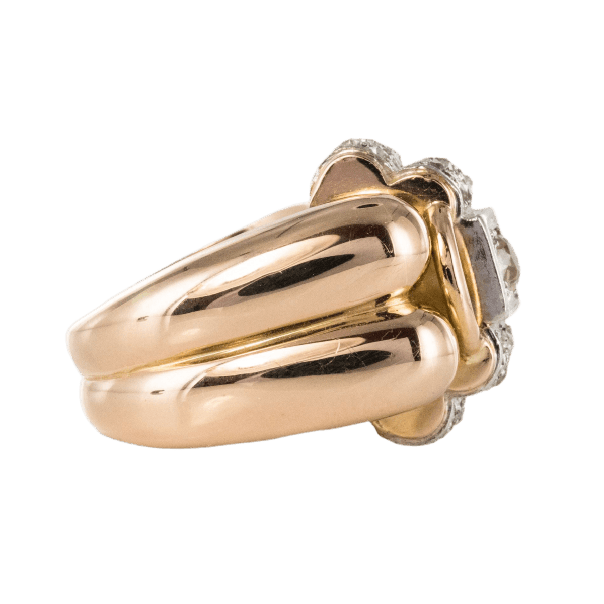 Bague Tank en or rose, platine et diamant - Castafiore