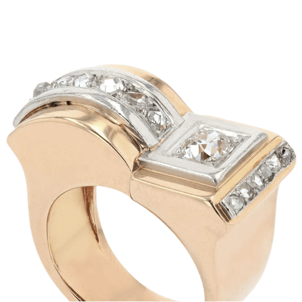 Bague Tank en or rose, platine et diamants - Castafiore