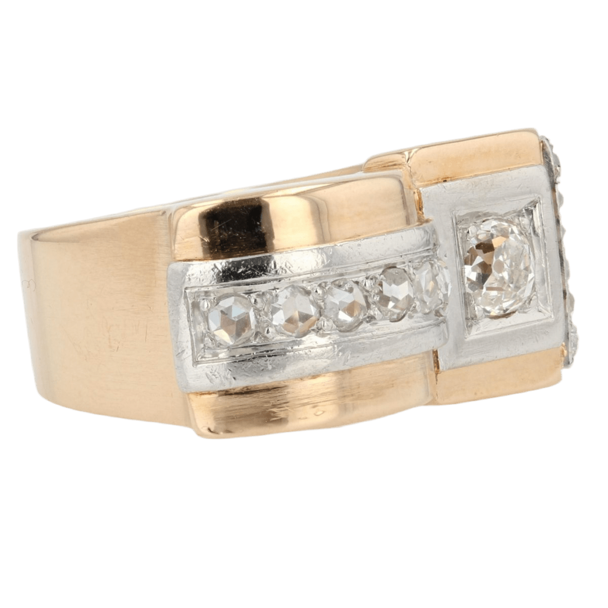 Bague Tank en or rose, platine et diamants - Castafiore