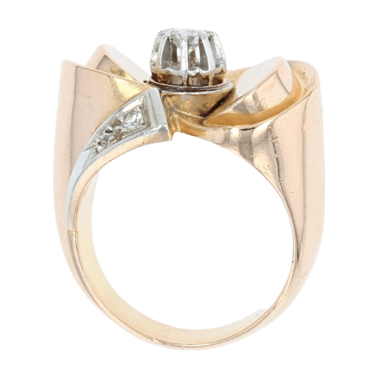 Bague Tank en or rose, platine et diamants - Castafiore