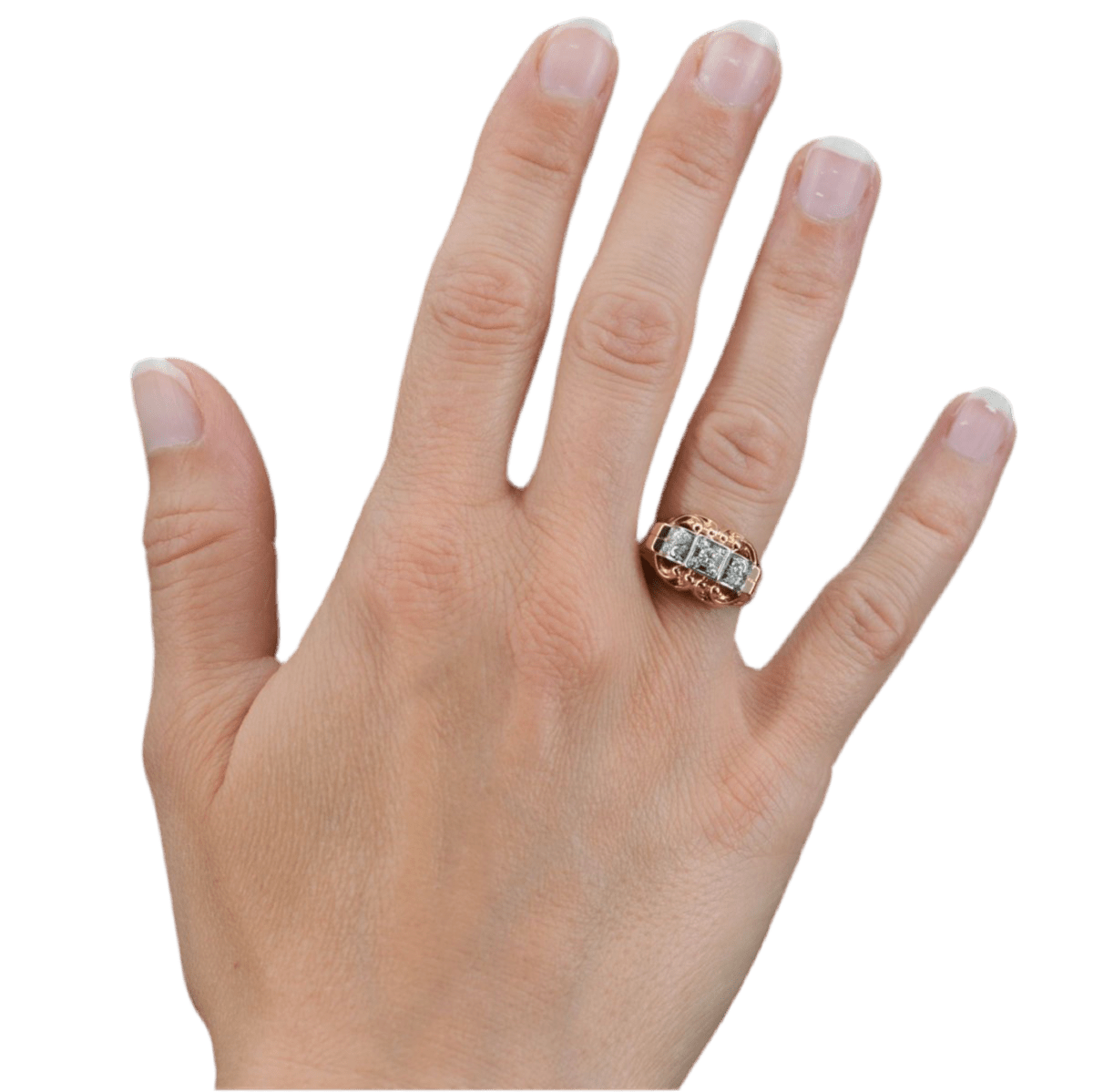 Bague Tank en or rose, platine et diamants - Castafiore