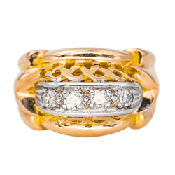 Bague Tank en or rose, platine et diamants - Castafiore