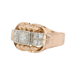 Bague Tank en or rose, platine et diamants - Castafiore