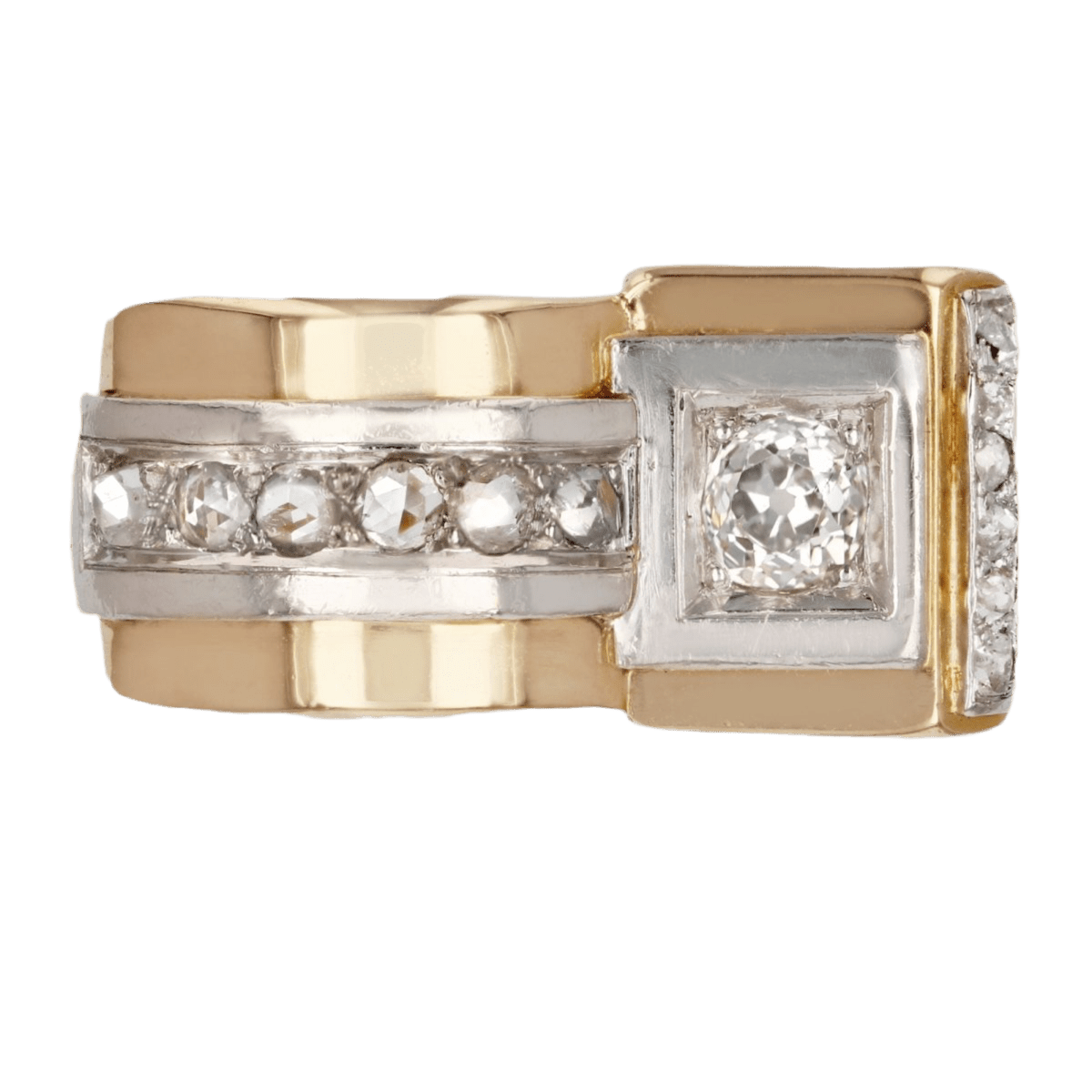 Bague Tank en or rose, platine et diamants - Castafiore