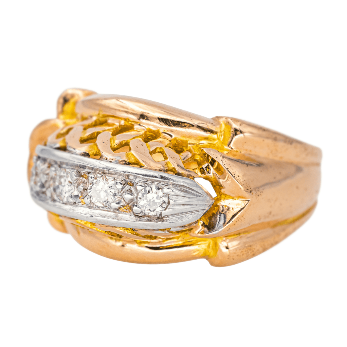 Bague Tank en or rose, platine et diamants - Castafiore