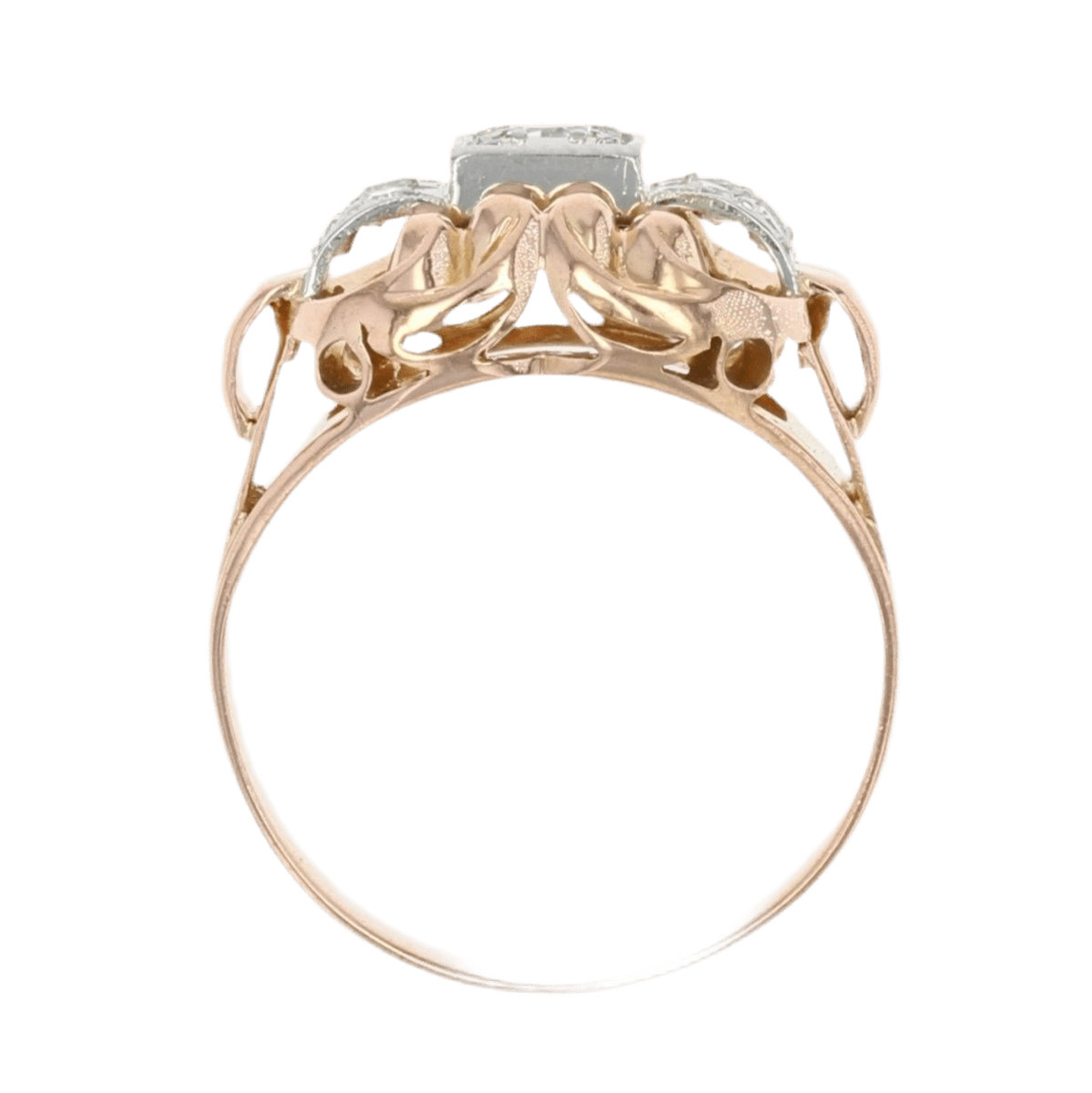 Bague Tank en or rose, platine et diamants - Castafiore