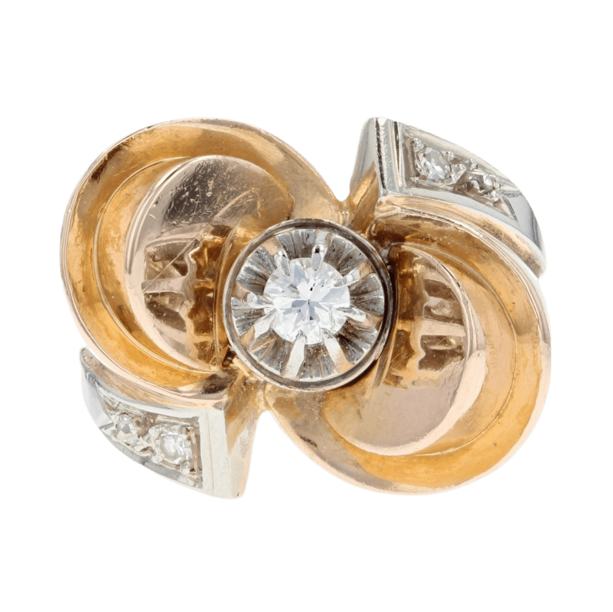 Bague Tank en or rose, platine et diamants - Castafiore